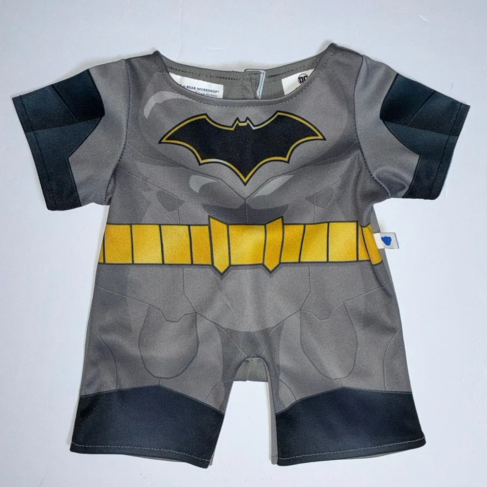 Build-A-Bear‎ Batman Costume 2pc Set Grey Romper Black Hooded Cape DC Comics